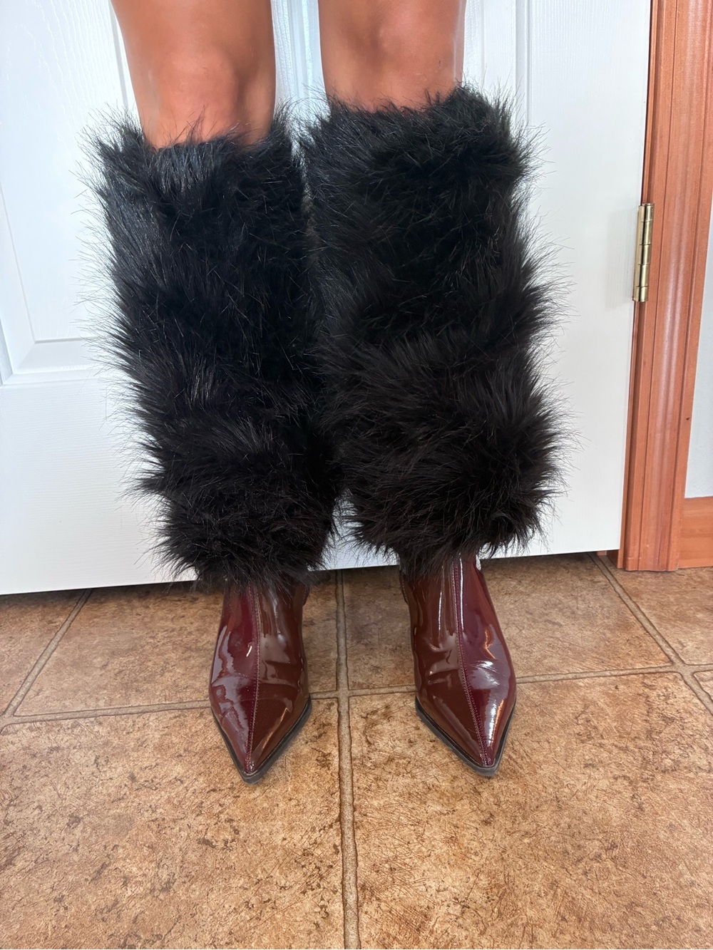 Black Faux Fur Boot Cuffs Fluffy Leg Warmers Toppers Y2K Rave
